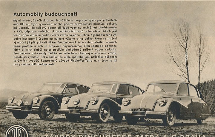 Tatra automobily budoucnosti, reklama z roku 1938