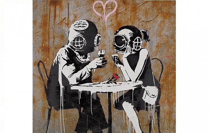 Obrázek od Banksyho vydražený za více než půl milionu dolarů. 