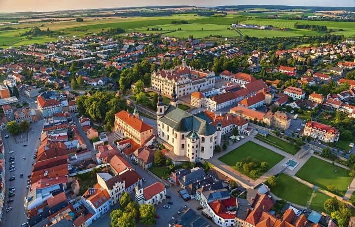 Letecký pohled na část historického jáda