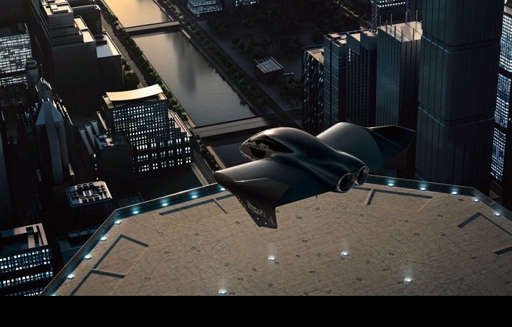 Porsche auto/letadlo ve vzduchu