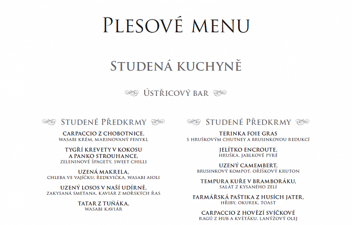 Studená kuchyně na plese