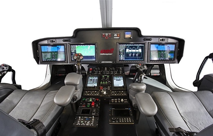 Moderní kokpit luxusní helikoptéry
