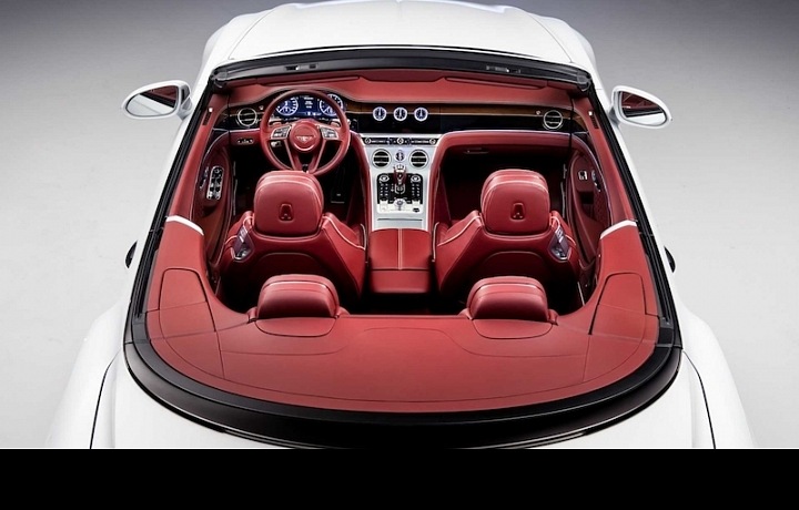 Bentely Continental GT Convertible 2019, pohled dovnitř