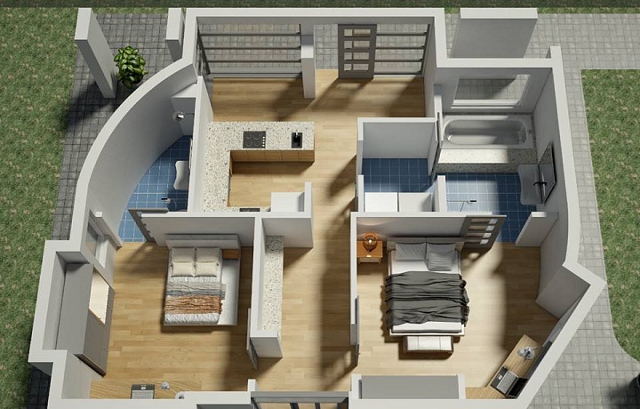 Pohled do domu vyrobeného 3D tiskem