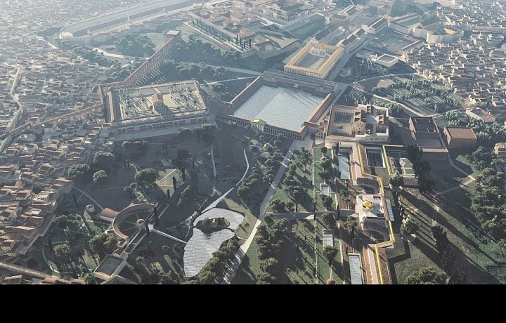 Rozlehlý palác císaře Nerona v simulaci