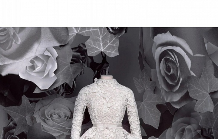 Bílé šaty z kolekce Dior Fall 2020 Haute Couture