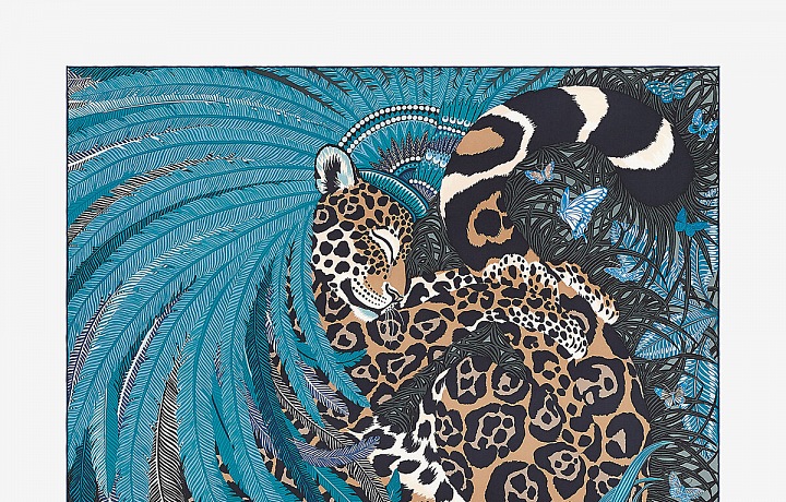 Jaguár na luxusním šátku Hermès