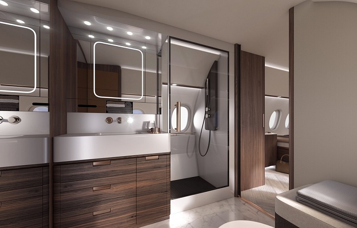 Interiér tryskáče Falcon 10X