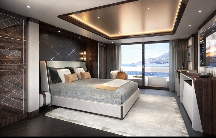Nová miliardářská jachta Global 330 má luxusní interiér