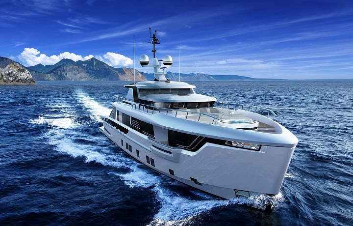 Jachta Global 330 a i průzkumní podvodní plavidlo