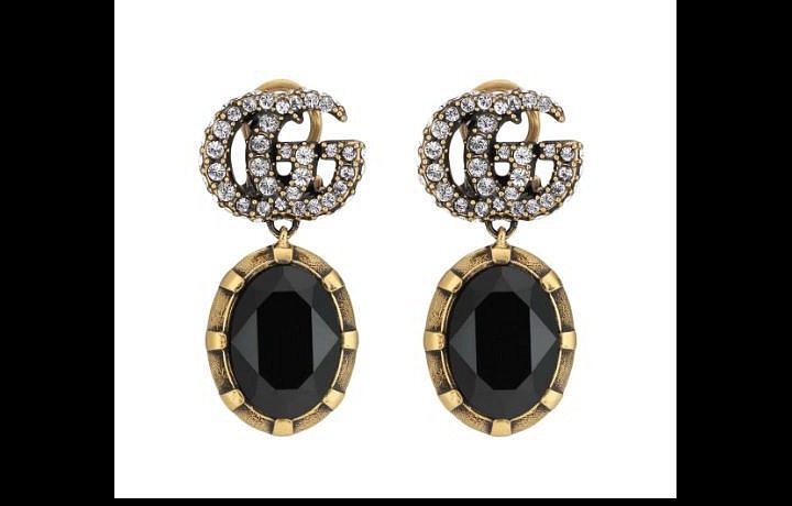 náušnice Gucci s černými kameny