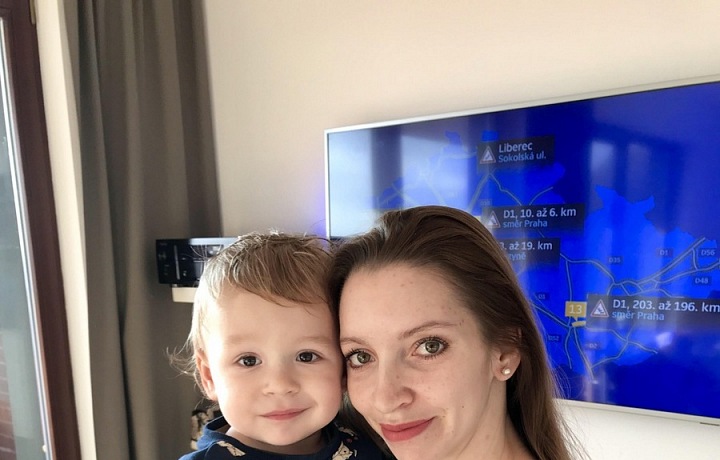 Monika Hejduková with her son
