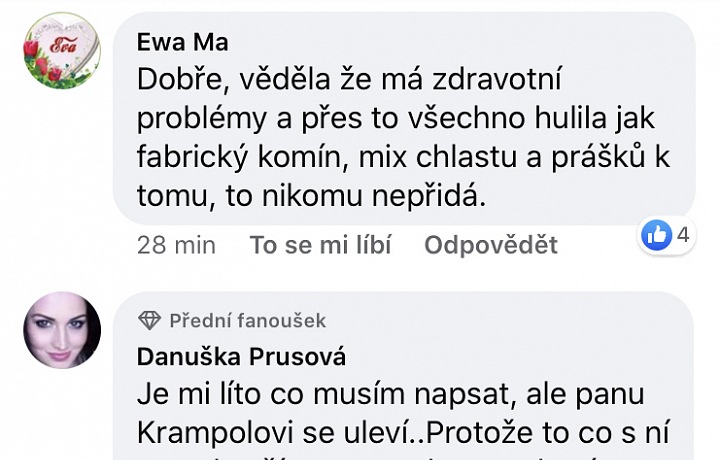 Komentáře fanoušků na facebooku.