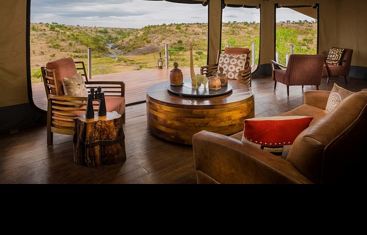 Interiér "stanů" Mahali Mzuri