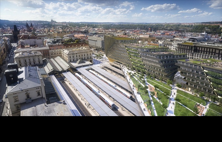 Vizualizace budoucí podoby nádraží a jeho okolí. 