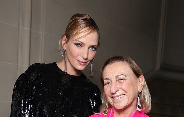 Uma Thurman a Miuccia Prada
