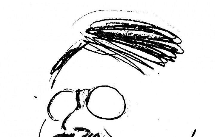 Otakar Novotný na karikatuře Jana Kotěry.