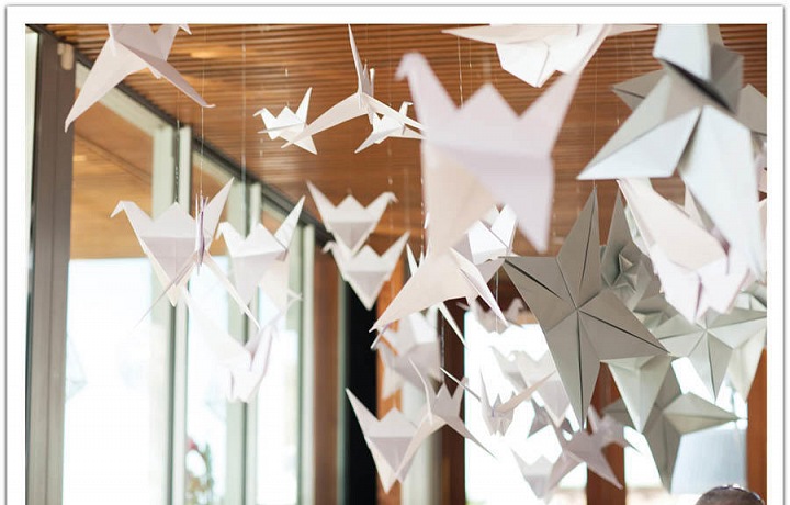 Origami dekorace v interiéru