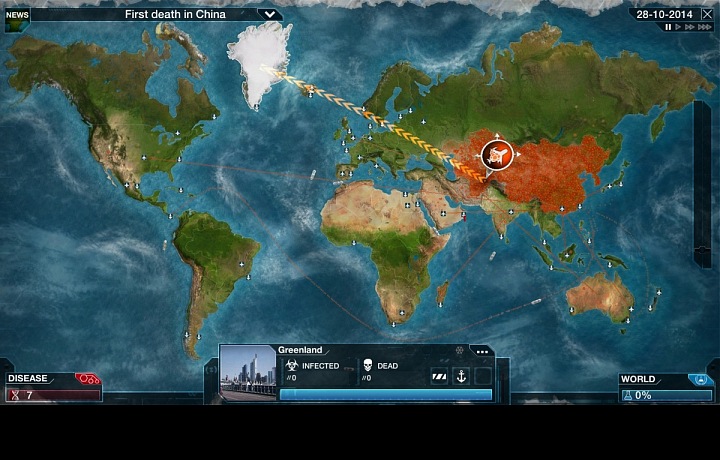 K šíření pomíhají lodě i letadla. Tak, jako se to děje dnes v reálu.