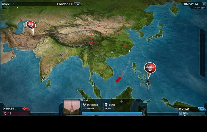 K šíření pomíhají lodě i letadla. Tak, jako se to děje dnes v reálu.