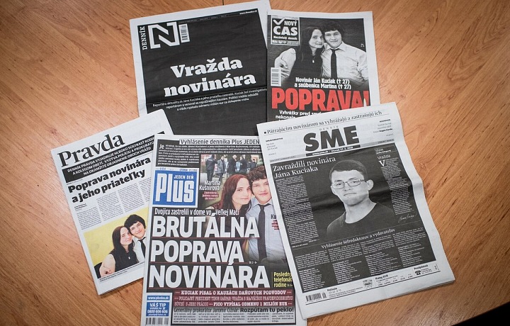 Titulní strany slovenských deníků o vraždě novináře