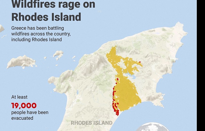 Rozsah požárů na Rhodosu