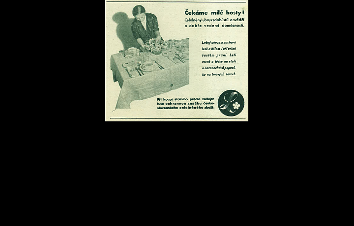 Reklama na celolněný ubrus,