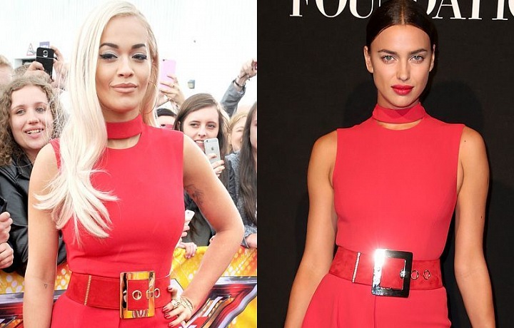 Rita Ora, Irina Shayk v šatech Versace
