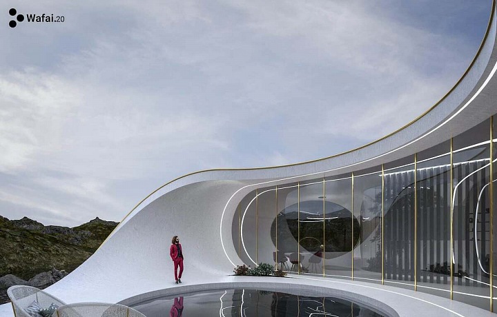 Bazén a jedna část domu