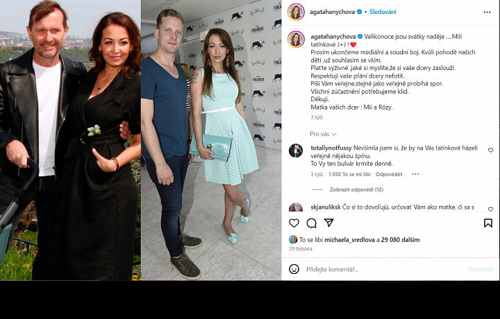 Agáta Hanychová se svými ex a otci svých dvou dětí Jaromírem Soukupem a Jakubem Prachařem 