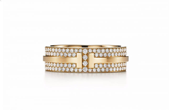 Tiffany T Two ve žlutém 18k zlatě s diamanty