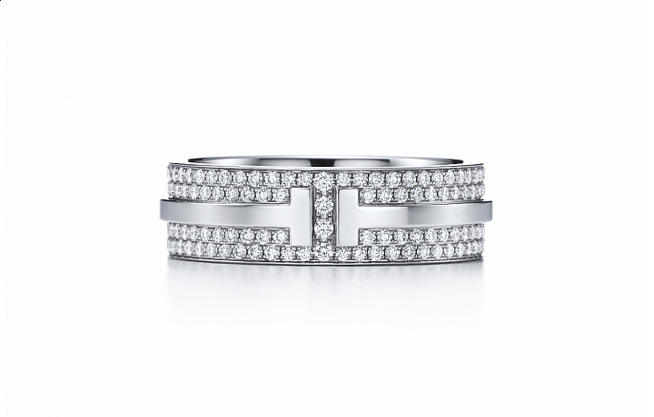 Tiffany T Two v bílém 18k zlatě s diamanty