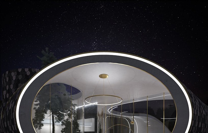 Pohled do domu, který vypadá jako mušle