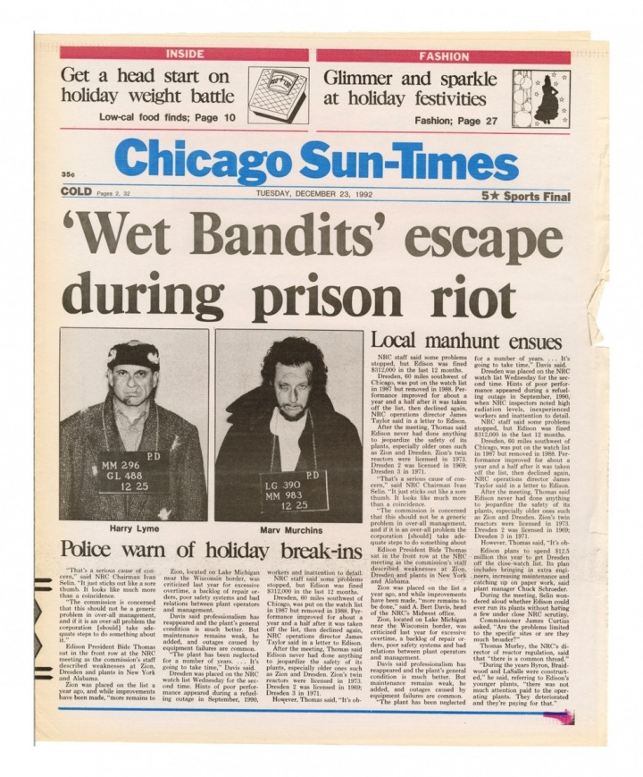  Obálka novin „Mokrí bandité“