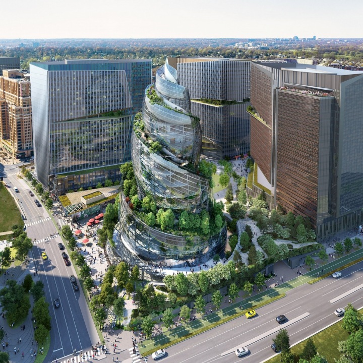 Vizualizace budovy Amazon HQ2 Vizualizace budovy Amazon HQ2