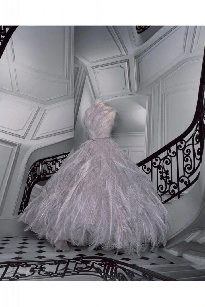Fialové šaty s peřím z kolekce Dior Fall 2020 Haute Couture Fialové šaty s peřím z kolekce Dior Fall 2020 Haute Couture