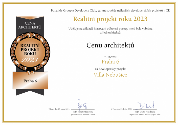 Cena architektů mířila tentokrát k Ville Nebušice