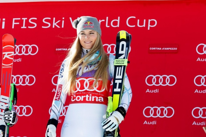 Lindey Vonn na stupních vítězů. Lindey Vonn na stupních vítězů.