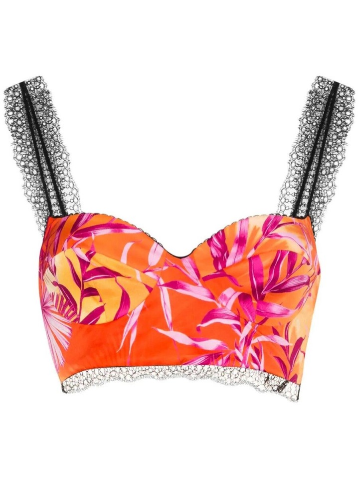 Oranžová podprsenka s květinami Versace Oranžová podprsenka s květinami Versace
