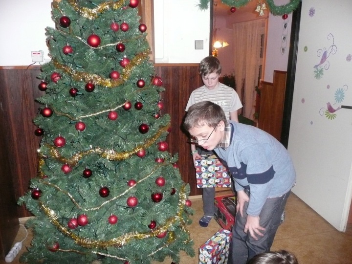 Děti v domově si zdobí stromečky samy. 