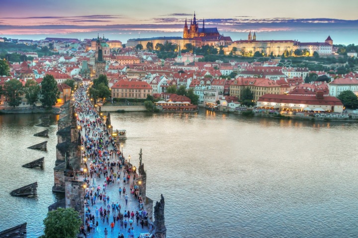 Výhled na centrum Prahy. 