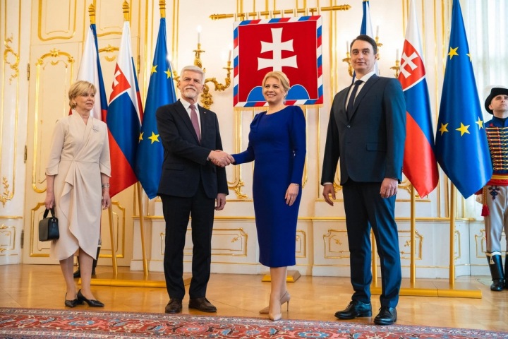 Eva Pavlová, český prezident Petr Pavel, slovenská prezidentka Zuzana Čaputová a jej partner Juraj Rizman
