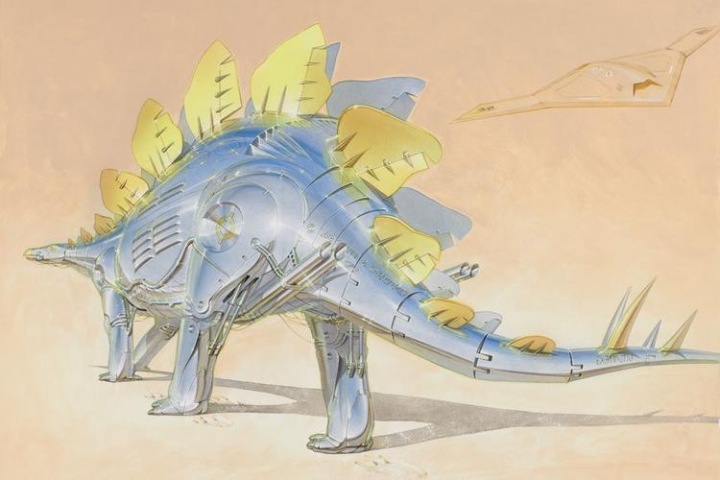 Kresba robotického dinosaura Kresba robotického dinosaura