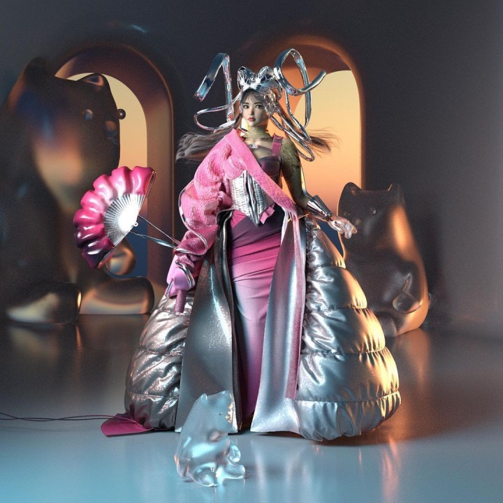 Digitální influencerka Ruby v NFT outfitu 