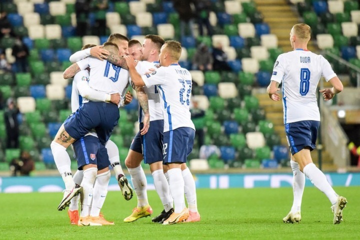 Radost slovenských fotbalistů Radost slovenských fotbalistů