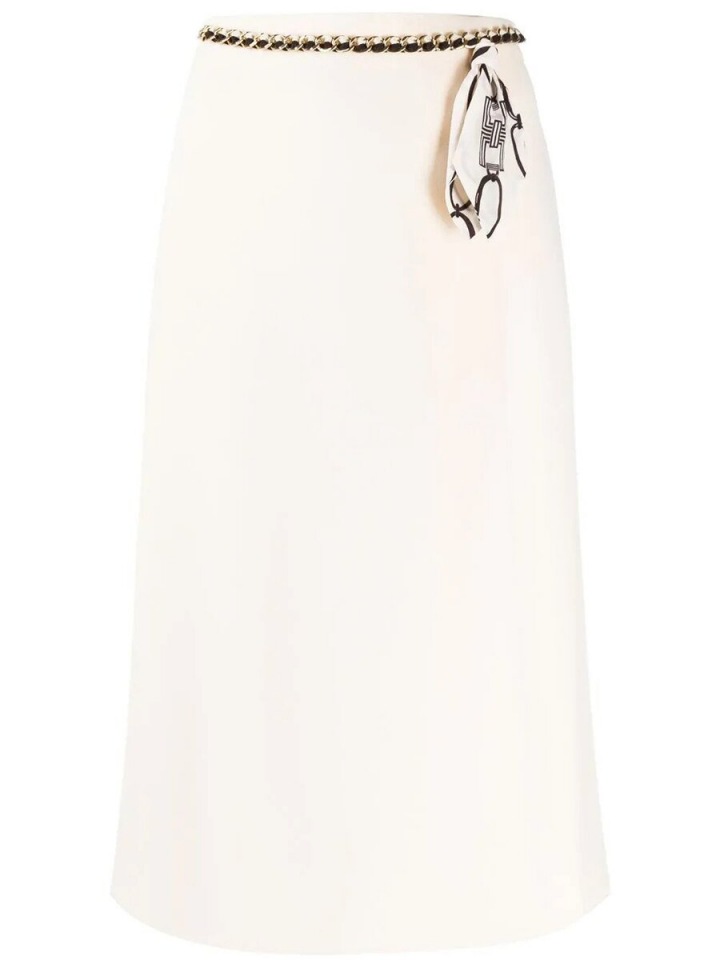Smetanová midi sukně Elisabetta Franchi Smetanová midi sukně Elisabetta Franchi