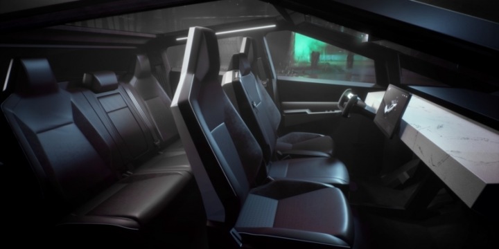 Auto Cybertruck, interiér Auto Cybertruck, interiér