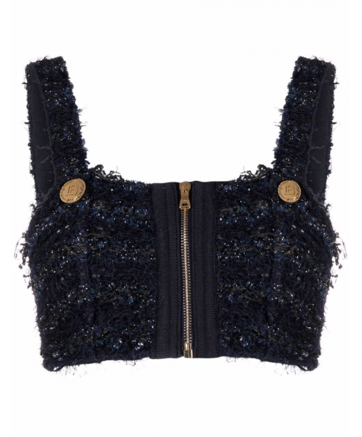 Tvídový top s krátkým výstřihem Balmain Tvídový top s krátkým výstřihem Balmain