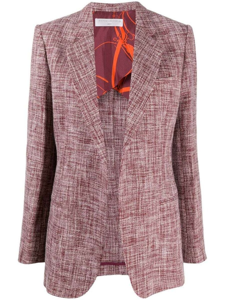 Vínový tvídový blazer Victoria Beckham Vínový tvídový blazer Victoria Beckham