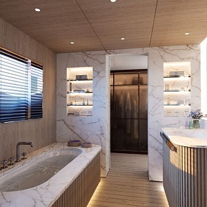Nádherná koupelna na jachtě Benetti Oasis 40M